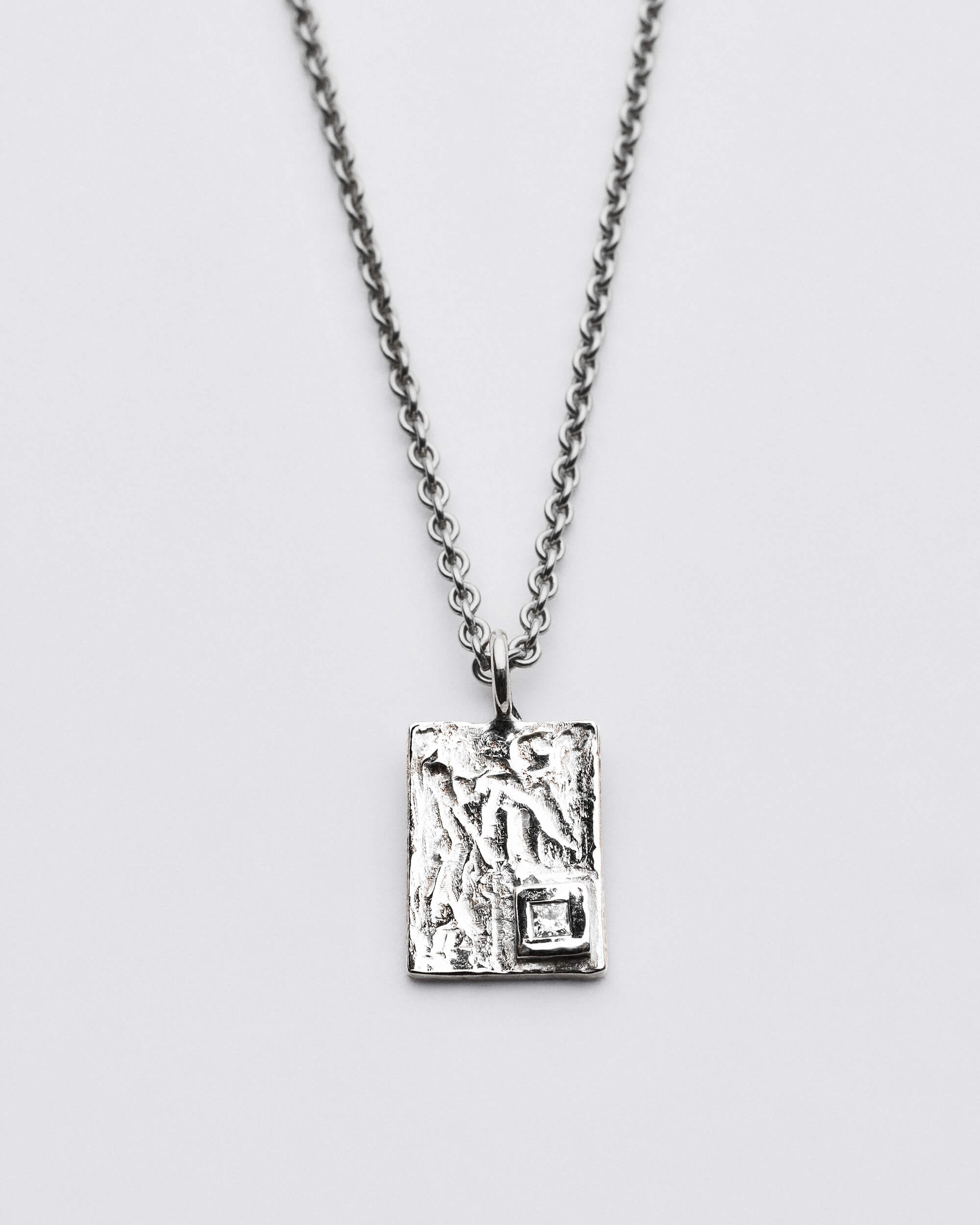 Jacob halskæde i sølv med diamant